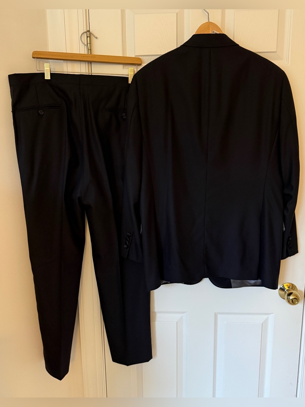 NEW* Hart Schaffner Marx Tuxedo 44R Blazer 37/29 Pants Black Satin Stripe Suit - Picture 5 of 16